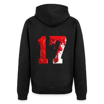 NO. 17 NUMBER 17 RED WHITE 17TH BIRTHDAY - Unisex Premium Organic Zip Hoodie - black - Back - Nico (187cm)