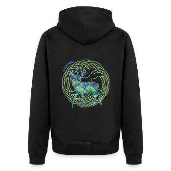 hirsch durathror e 115 - Unisex Premium Organic Zip Hoodie - black - Back - Nico (187cm)