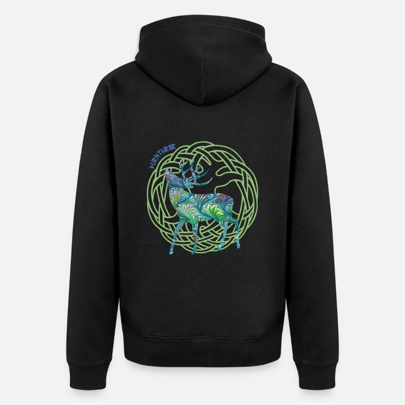 hirsch durathror e 115 - Unisex Premium Bio Zip Hoodie - Schwarz