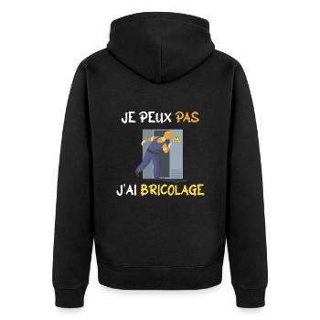 je peux pas j'ai bricolage - Bricolage - Veste à capuche bio Premium Unisexe - noir - Dos - Nico (187cm)
