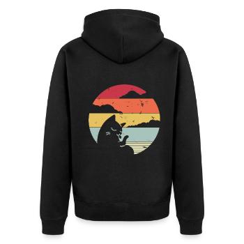 Drôle de chat dans un style rétro - Veste à capuche bio Premium Unisexe - noir - Dos - Nico (187cm)