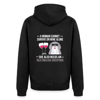 Englischer Schäferhund - Unisex Premium Bio Zip Hoodie - Schwarz - Hinten - Nico (187cm)