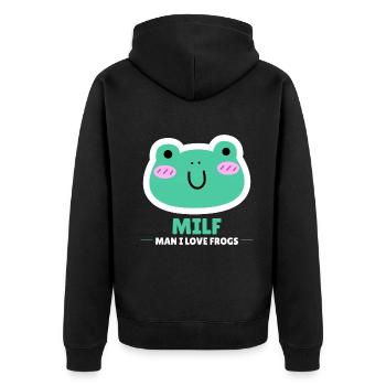 Frosch Laubfrosch Lustiger Frosch - Unisex Premium Bio Zip Hoodie - Schwarz - Hinten - Nico (187cm)