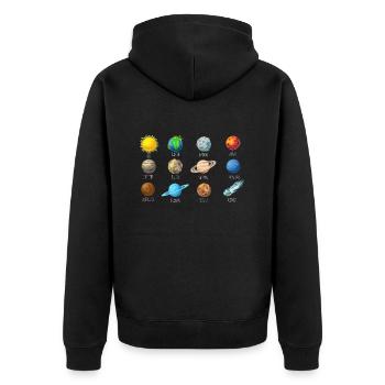 Planètes avec des noms - Veste à capuche bio Premium Unisexe - noir - Dos - Nico (187cm)