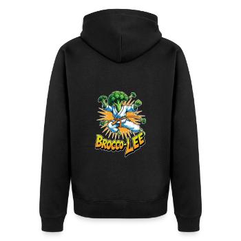 Drôle de design végétal Brocco-Lee en Karaté-Actio - Veste à capuche bio Premium Unisexe - noir - Dos - Nico (187cm)