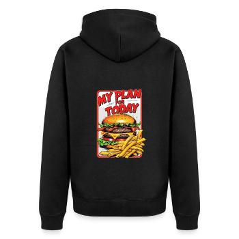 Lustiges Fast-Food Design My Plan for Today mit B - Unisex Premium Bio Zip Hoodie - Schwarz - Hinten - Nico (187cm)