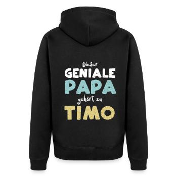 Dieser Geniale Papa Gehört Zu Timo - Unisex Premium Bio Zip Hoodie - Schwarz - Hinten - Nico (187cm)