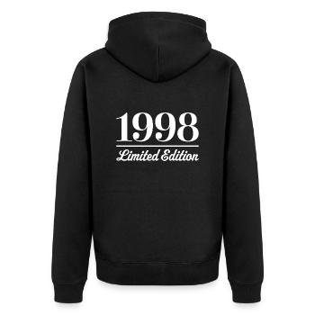 1998 Limited Edition - Unisex Premium Bio Zip Hoodie - Schwarz - Hinten - Nico (187cm)