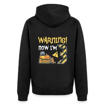 Planierraupe Geburtstag 3 Jahre Junge Bauarbeiter - Unisex Premium Bio Zip Hoodie - Schwarz - Hinten - Nico (187cm)