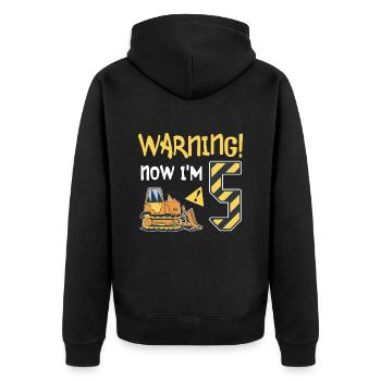 Planierraupe Geburtstag 5 Jahre Junge Bauarbeiter - Unisex Premium Bio Zip Hoodie - Schwarz - Hinten - Nico (187cm)