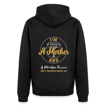Je suis une mère et un marathon couru... - Veste à capuche bio Premium Unisexe - noir - Dos - Nico (187cm)