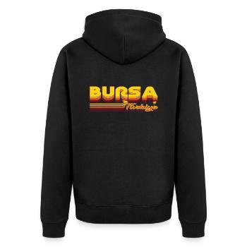 Bursa, Sommerliches Design der türkischen Stadt - Unisex Premium Bio Zip Hoodie - Schwarz - Hinten - Nico (187cm)