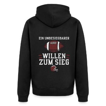 Ein unbesiegbarer Willen zum Sieg - Unisex Premium Bio Zip Hoodie - Schwarz - Hinten - Nico (187cm)