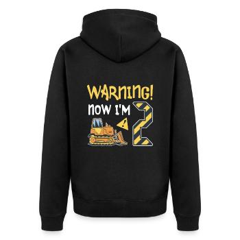 Planierraupe Geburtstag 2 Jahre Junge Bauarbeiter - Unisex Premium Bio Zip Hoodie - Schwarz - Hinten - Nico (187cm)