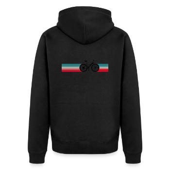Radfahren Vintage RetroRadfahren Vintage Retro - Unisex Premium Bio Zip Hoodie - Schwarz - Hinten - Nico (187cm)