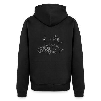 Gaisberg Paragliding - Unisex Premium Bio Zip Hoodie - Schwarz - Hinten - Nico (187cm)