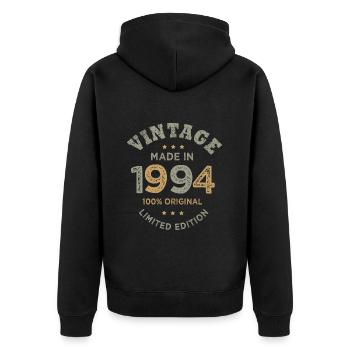 Né en 1994 Vintage 1994 anniversaire - Veste à capuche bio Premium Unisexe - noir - Dos - Nico (187cm)