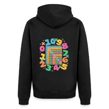 Mathematisches Einmaleins für Kinder - Unisex Premium Bio Zip Hoodie - Schwarz - Hinten - Nico (187cm)