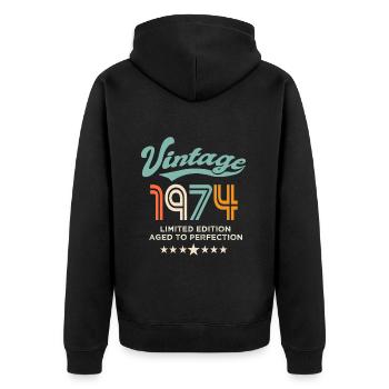 Né en 1974 Anniversaire 1974 50 ans - Veste à capuche bio Premium Unisexe - noir - Dos - Nico (187cm)