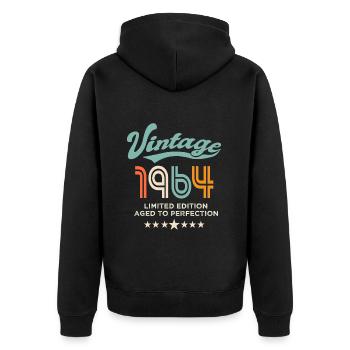 Born in 1964 Birthday 1964 60 years old - Unisex Premium Organic Zip Hoodie - black - Back - Nico (187cm)
