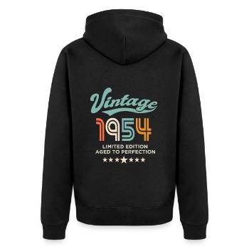Jahrgang 1954 Geburtstag 1954 70 Jahre - Unisex Premium Bio Zip Hoodie - Schwarz - Hinten - Nico (187cm)