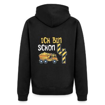 4. Geburtstag Junge 4 Jahre alt Baustelle Kipper - Unisex Premium Bio Zip Hoodie - Schwarz - Hinten - Nico (187cm)