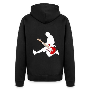 Rock It, With the Electric Guitar T-Shirts - Unisex Premium Bio Zip Hoodie - Schwarz - Hinten - Nico (187cm)