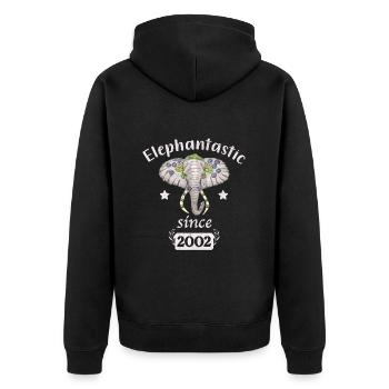 Elephantastic since 2002, elephant head decorated - Unisex Premium Organic Zip Hoodie - black - Back - Nico (187cm)