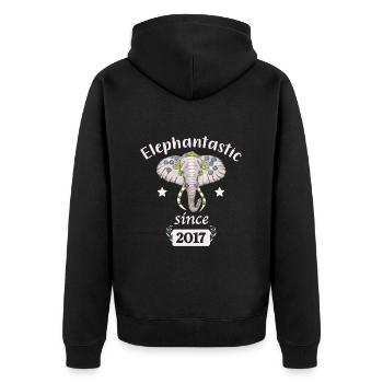 Elephantastic since 2017, elephant head decorated - Unisex Premium Organic Zip Hoodie - black - Back - Nico (187cm)