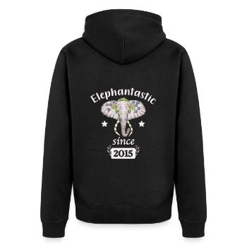 Elephantastic since 2015, elephant head decorated - Unisex Premium Organic Zip Hoodie - black - Back - Nico (187cm)