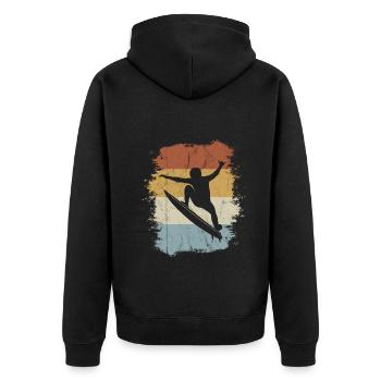 Retro Surfer Kick Out Wellenreiter - Veste à capuche bio Premium Unisexe - noir - Dos - Nico (187cm)