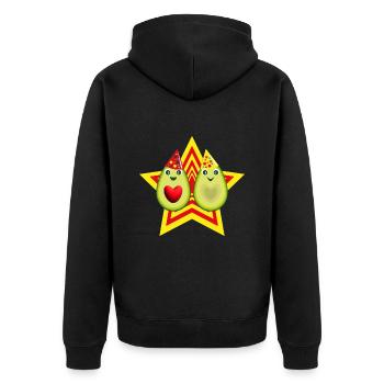 Avocado Liebe mit Stern. - Unisex Premium Bio Zip Hoodie - Schwarz - Hinten - Nico (187cm)