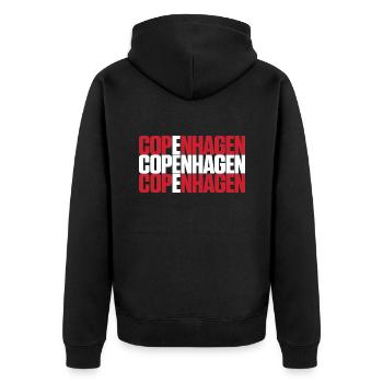 Copenhagen Dänemark Fahne - Unisex Premium Bio Zip Hoodie - Schwarz - Hinten - Nico (187cm)
