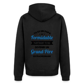 Futur grand-père cadeau annonce de grossesse - Veste à capuche bio Premium Unisexe - noir - Dos - Nico (187cm)