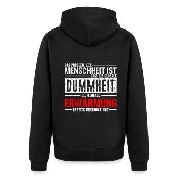 Lustiger Spruch - Unisex Premium Bio Zip Hoodie - Schwarz - Hinten - Nico (187cm)