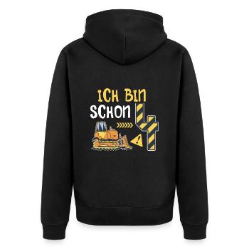 Planierraupe 4. Geburtstag Junge Bauarbeiter - Unisex Premium Bio Zip Hoodie - Schwarz - Hinten - Nico (187cm)