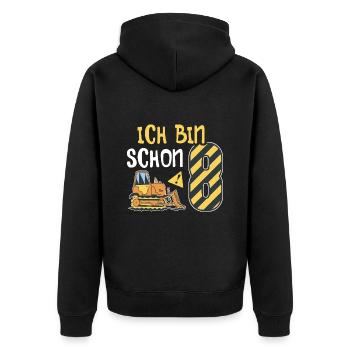 Planierraupe 8. Geburtstag Junge Bauarbeiter - Unisex Premium Bio Zip Hoodie - Schwarz - Hinten - Nico (187cm)