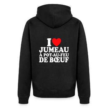 Boucher I Love Jumeau À Pot-Au-Feu De Boeuf - Veste à capuche bio Premium Unisexe - noir - Dos - Nico (187cm)