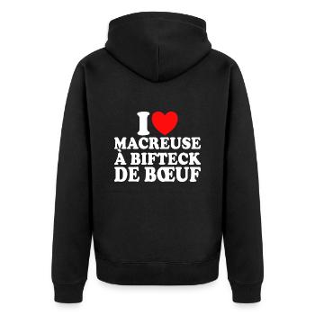 Boucher I Love Macreuse À Bifteck De Boeuf - Veste à capuche bio Premium Unisexe - noir - Dos - Nico (187cm)