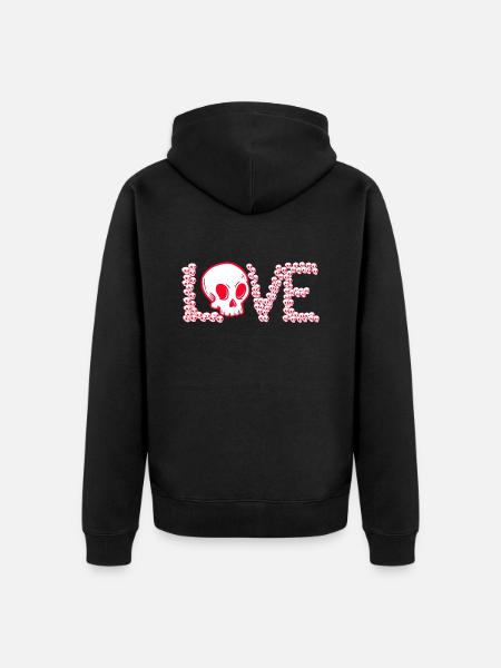 LOVE Skull - Unisex Premium Organic Zip Hoodie - black