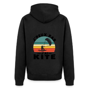I Can't I Kite Gift Humor - Unisex Premium Organic Zip Hoodie - black - Back - Nico (187cm)