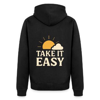 Design soleil vintage Take It Easy - Veste à capuche bio Premium Unisexe - noir - Dos - Nico (187cm)