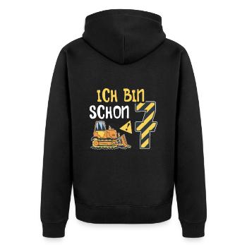 Planierraupe 7. Geburtstag Junge Bauarbeiter - Unisex Premium Bio Zip Hoodie - Schwarz - Hinten - Nico (187cm)