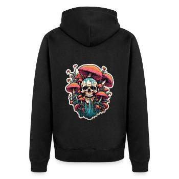 Tödlicher Giftpilz - Unisex Premium Bio Zip Hoodie - Schwarz - Hinten - Nico (187cm)