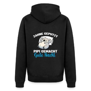 Koala Schlafshirt Koala Pyjama Gute Nacht - Unisex Premium Bio Zip Hoodie - Schwarz - Hinten - Nico (187cm)