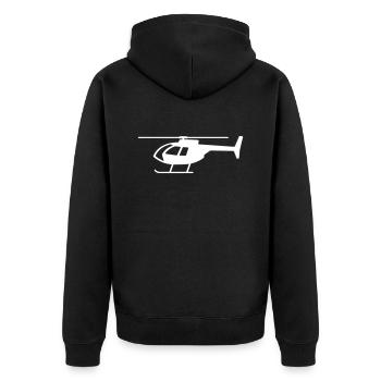 Hubschraubersymbol Form Symbol Silhouette. Flugzeug - Unisex Premium Bio Zip Hoodie - Schwarz - Hinten - Nico (187cm)