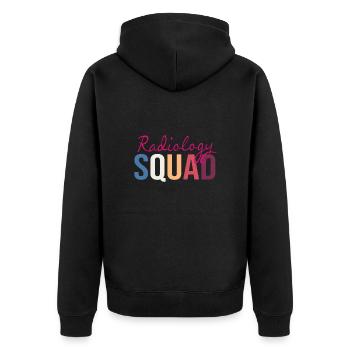 MRT Radiologe Radiologie Rad Tech Röntgen - Unisex Premium Bio Zip Hoodie - Schwarz - Hinten - Nico (187cm)