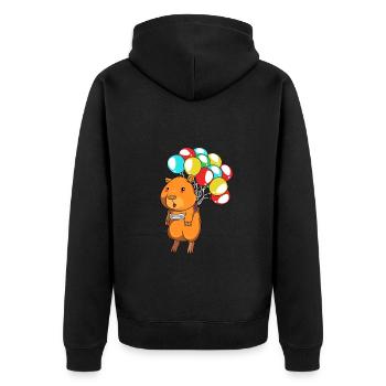 Capybara Capibara - Unisex Premium Bio Zip Hoodie - Schwarz - Hinten - Nico (187cm)