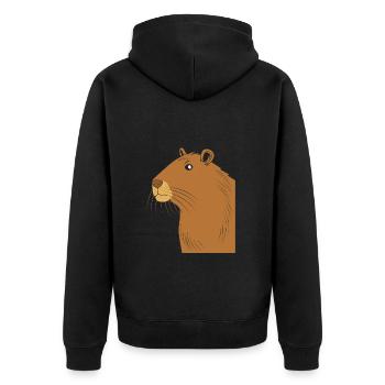 Capybara Capibara - Unisex Premium Bio Zip Hoodie - Schwarz - Hinten - Nico (187cm)