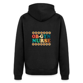Obgyn Frauenheilkunde Geburtshilfe Hebamme - Unisex Premium Bio Zip Hoodie - Schwarz - Hinten - Nico (187cm)
